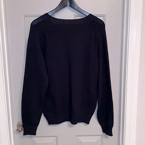 D&G Dolce & Gabbana Black V Neck Sweater Sz L
